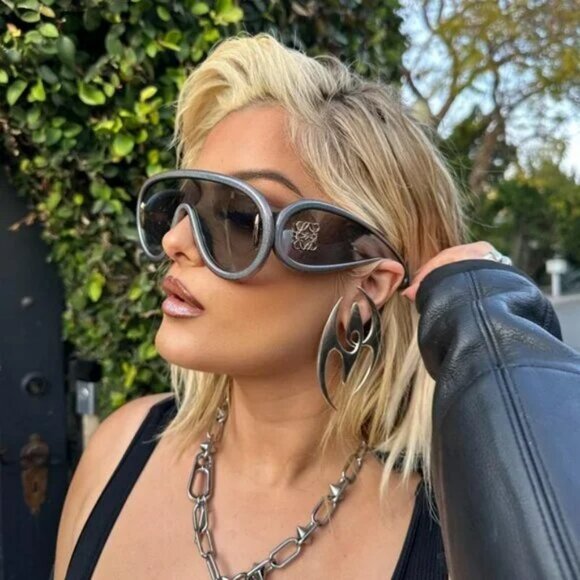 Loewe X PAULA'S IBIZA Women Sunglasses Grey Blue Mirror Shield LW40128I 05X - Picture 11 of 12